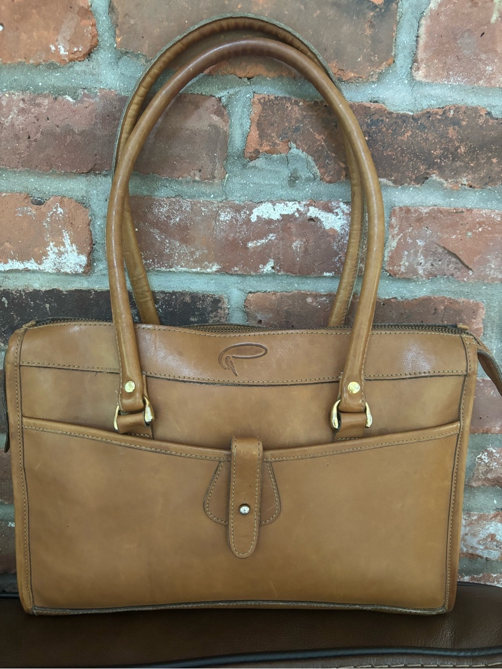 Vintage Pappagallo Cognac Leather Satchel | Structured Top Handle |
